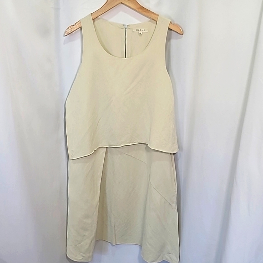 HACHE European Designer Linen Viscose Blend Asymmetrical Dress Sleeveless